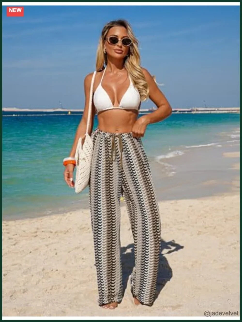 Crochet Drawstring Elastic Boho Beach Cover Up Pants